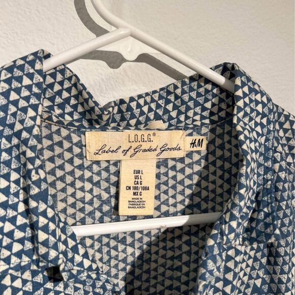 LOGG Blue & White Triangle Lightweight Button Down Shirt - Picture 2 of 3